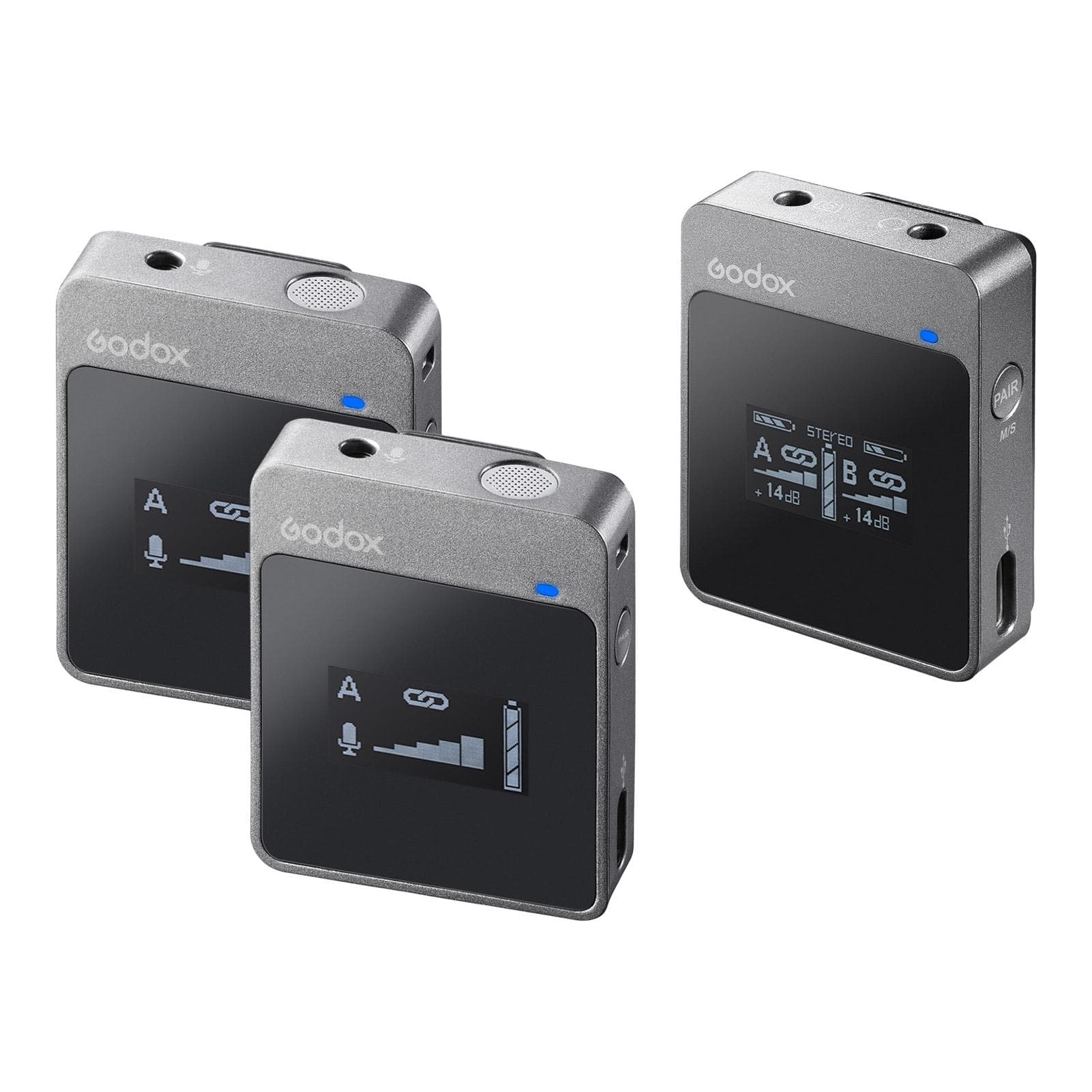 Godox MoveLink M2 2.4G Wireless Microphone System(2 Transmitters + 1 Receiver) 50M Effective Range black