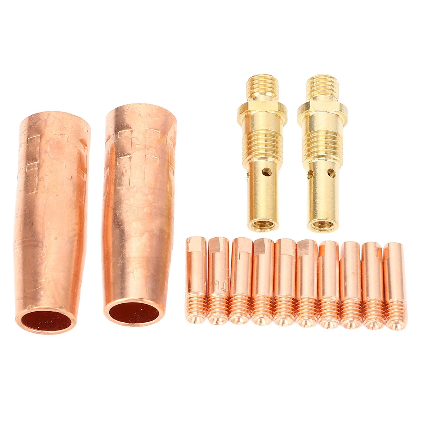 14 Pieces Welding Gun Consumables 1135 9mm Electrode Tips 2150 12 Inch Gas Nozzles 3550 Brass
