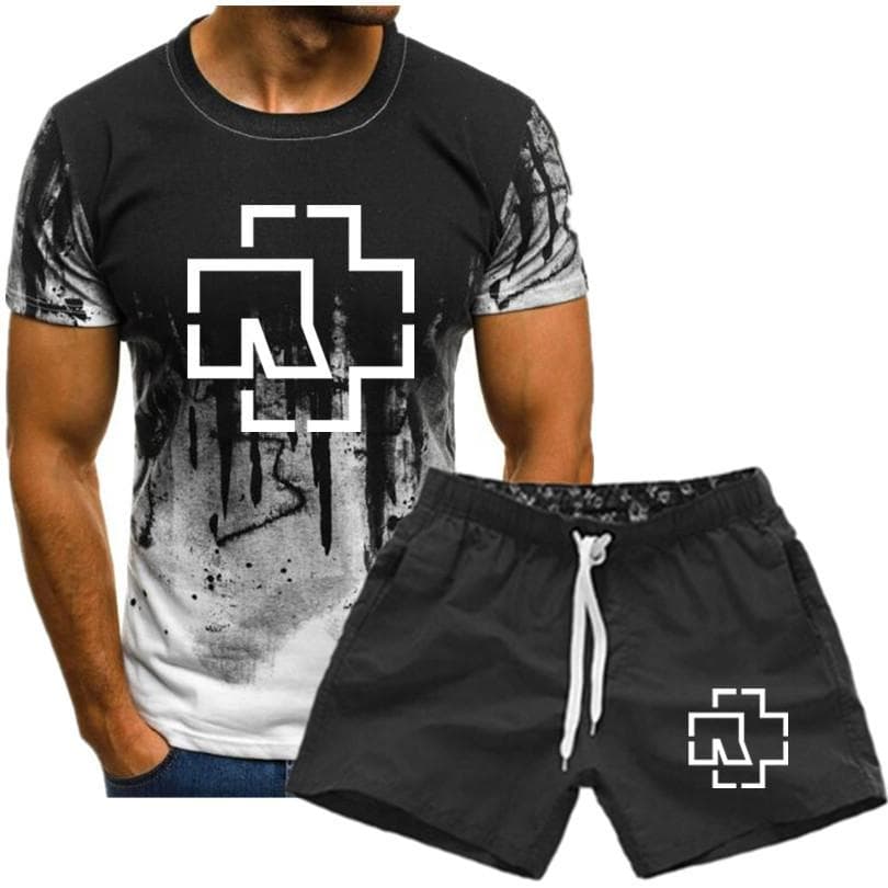 Men's Rammstein Printed T-shirt Fan Short Sleeve Graphic T-shirt Summer Men's Suit M white