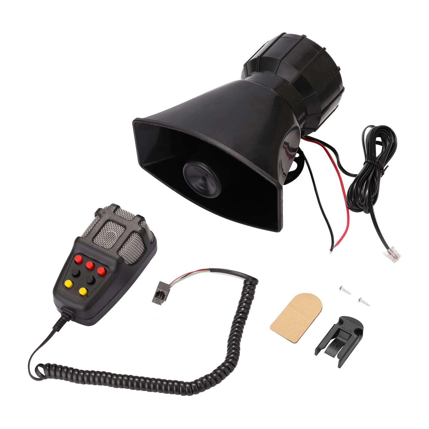 Tone Sound Car Emergency Siren Car Siren Horn Mic PA Speaker System Emergency Amplifier Hooter 12V black
