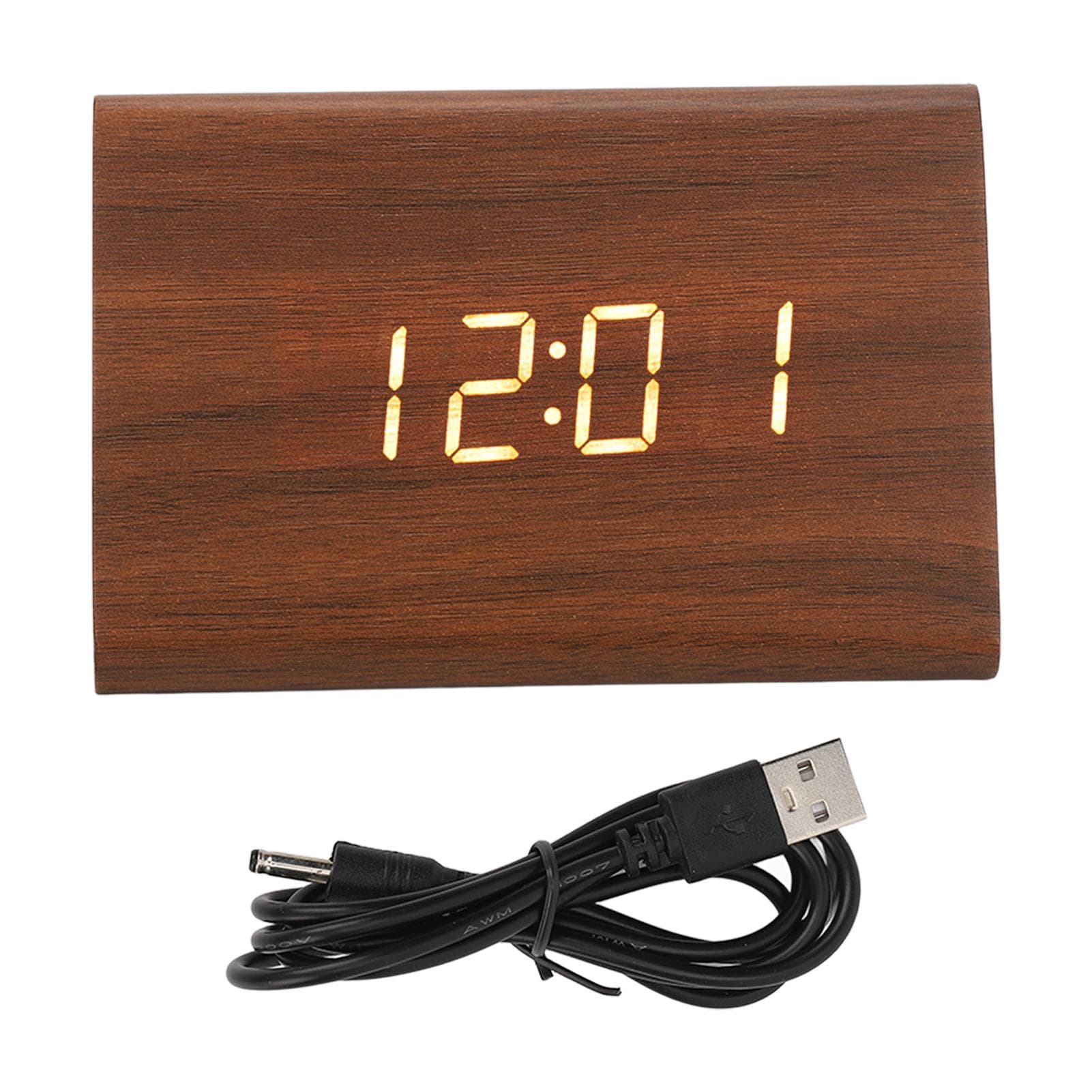 Wood Digital Alarm Clock Triangle Modern Simple Design Portable Wooden LED Clock for Home Office