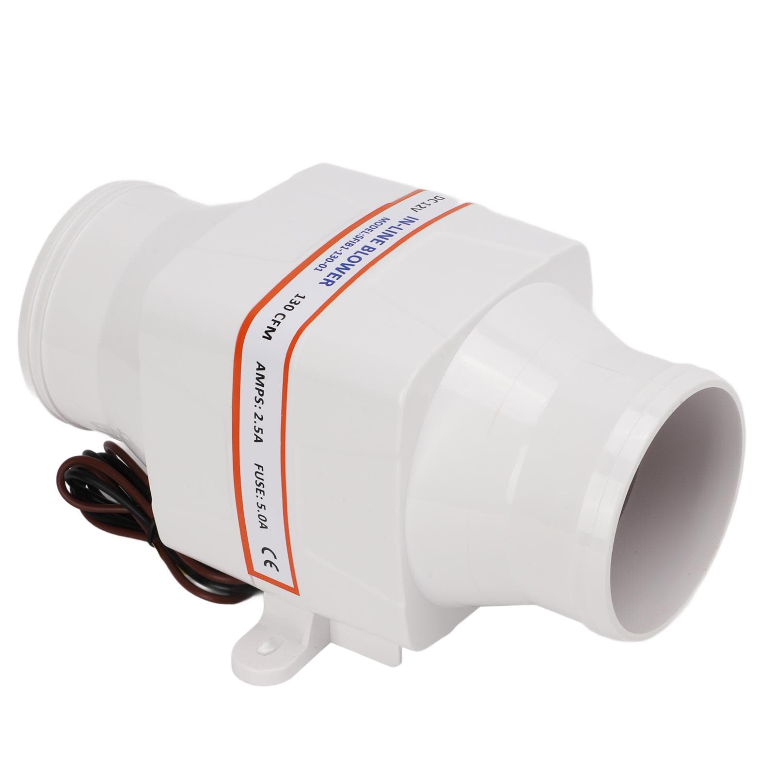 3 Inch 12V 130CFM In Line Blower Electric Waterproof Marine Bilge Air Blower with 4 Blade Fan for