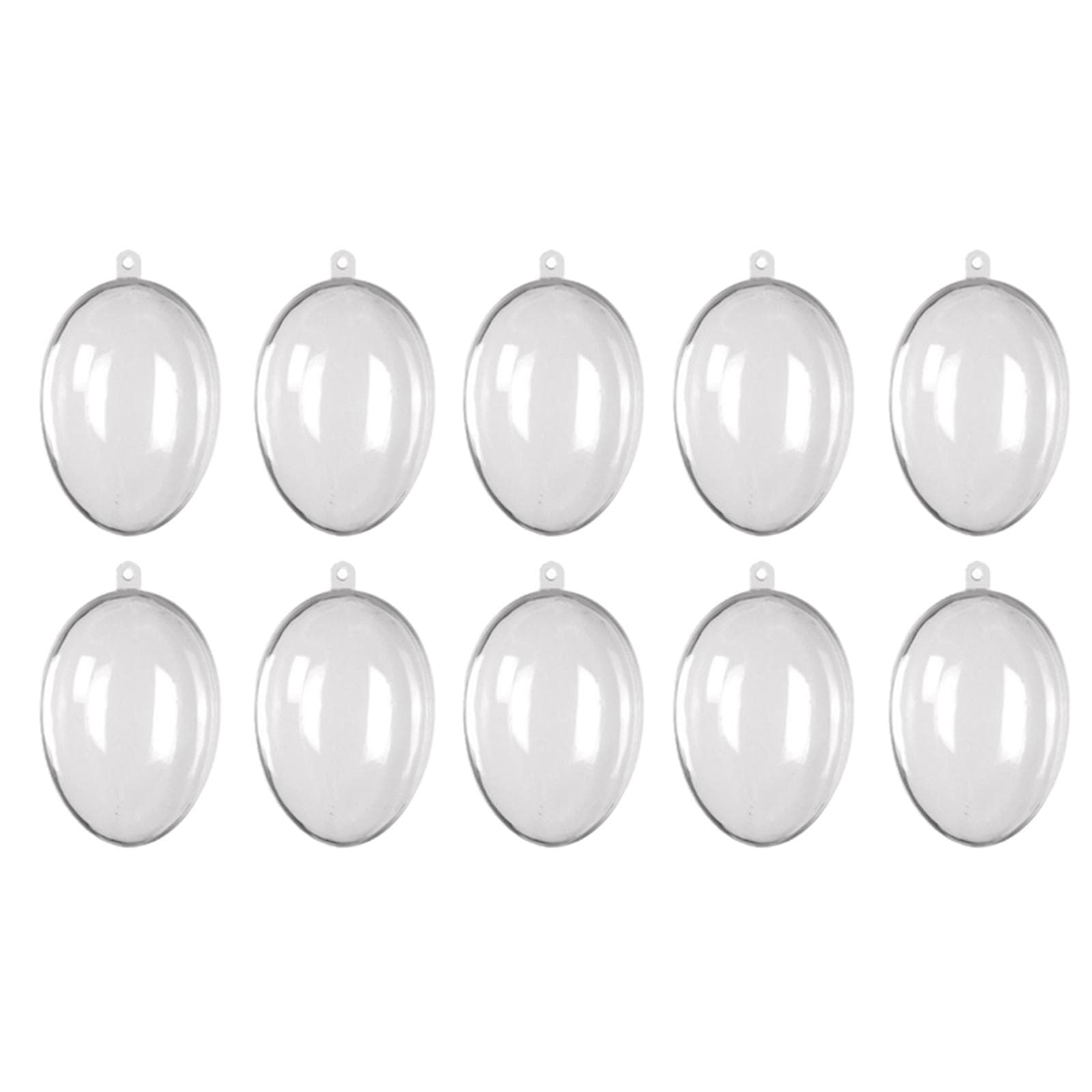 10Pcs Transparent Hollow Oval Ornaments Balls Plastic Egg Shaped Balls Preserved Flower Easter