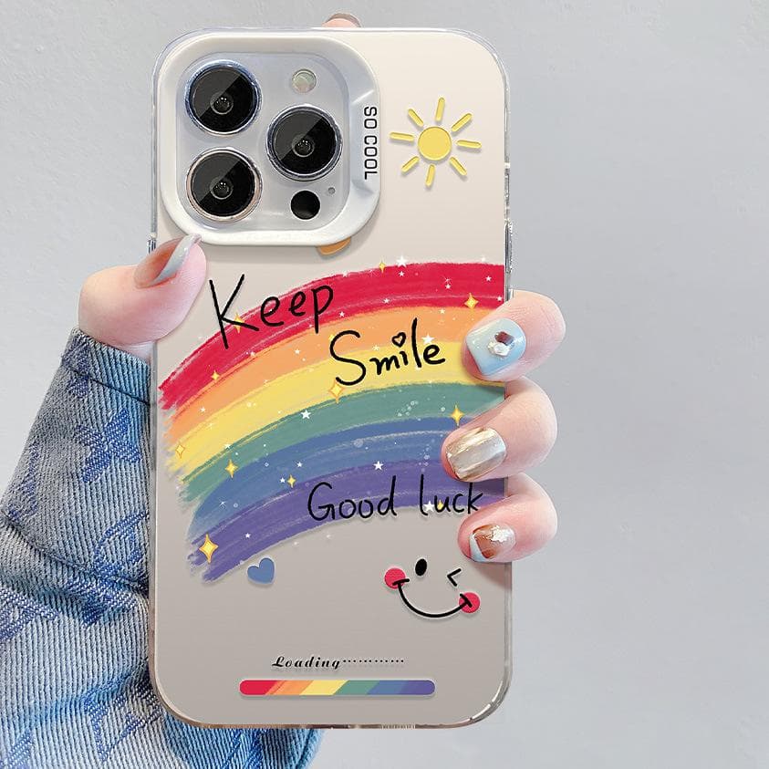 Applicable To Apple 15promax Mobile Phone Case Iphone14 Rainbow Smiley Face 13pro Color Silver Matte Xs Full Coverage Hard iPhone 6s Plus