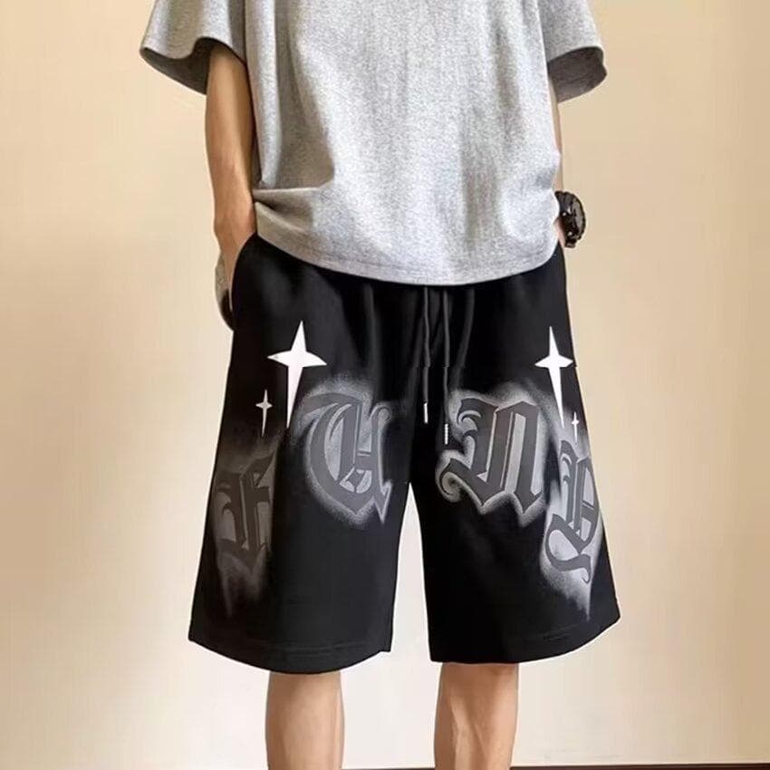 Summer Boys Loose English Printed Pinnie Pants for Students Basketball Casual Sports Shorts 8XL