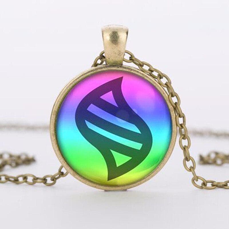 Pokemon Mega Stone Necklace Jewelry Glass Heart Round Pendant Charm Necklace Chain bronze