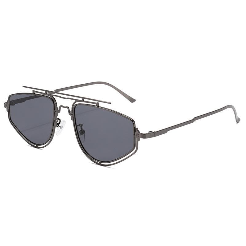 Luxury Hollow Polygon Thin Frame Gradient Sunglasses Punk Style Double Beam UV400 Protection for Women Men as  picture