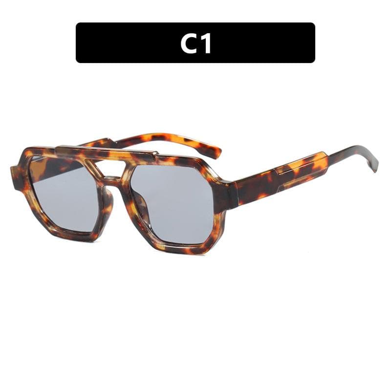 New Retro Double Bridges Women Polygon Square Sunglasses Fashion Blue Purple UV400 Sun Glasses As Picture
