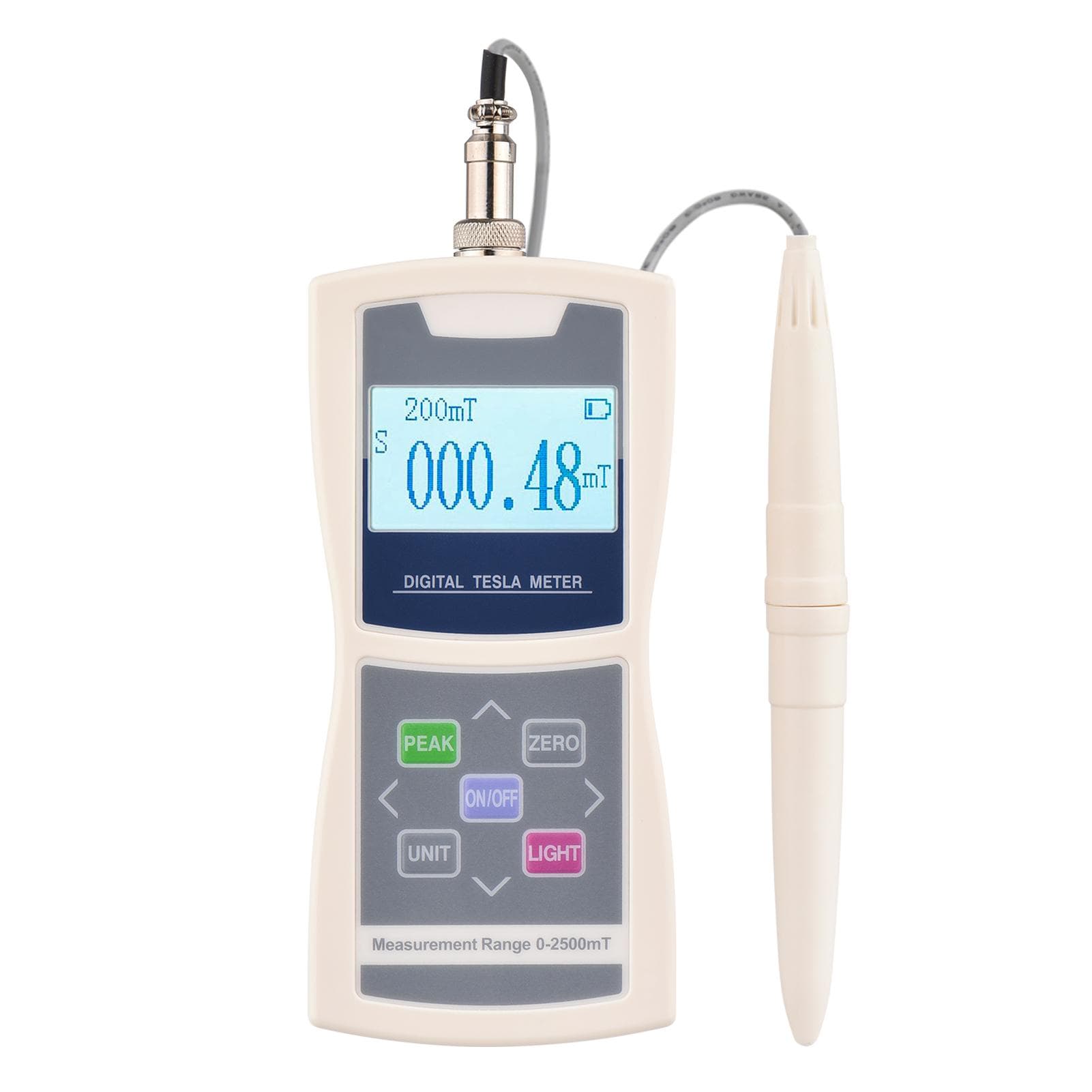 Digital Tesla Meter Gaussmeter Auto Range 200mT/ 2000mT High Accuracy Sensitive Surface Magnetic Accuracy Level 5 ivory