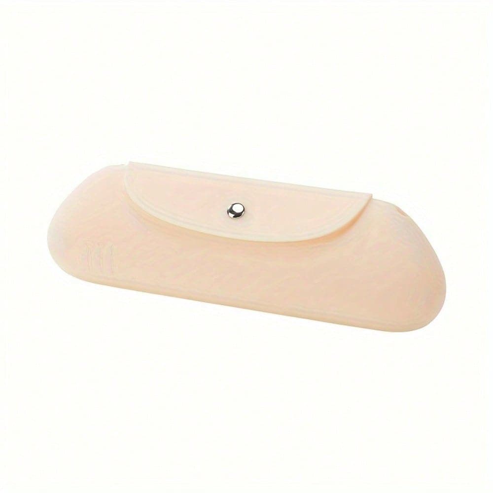 1pcs Portable Silicone Makeup Handbag, Dustproof Makeup Tool Storage Bag, Travel Makeup Brush Storage Artifact beige