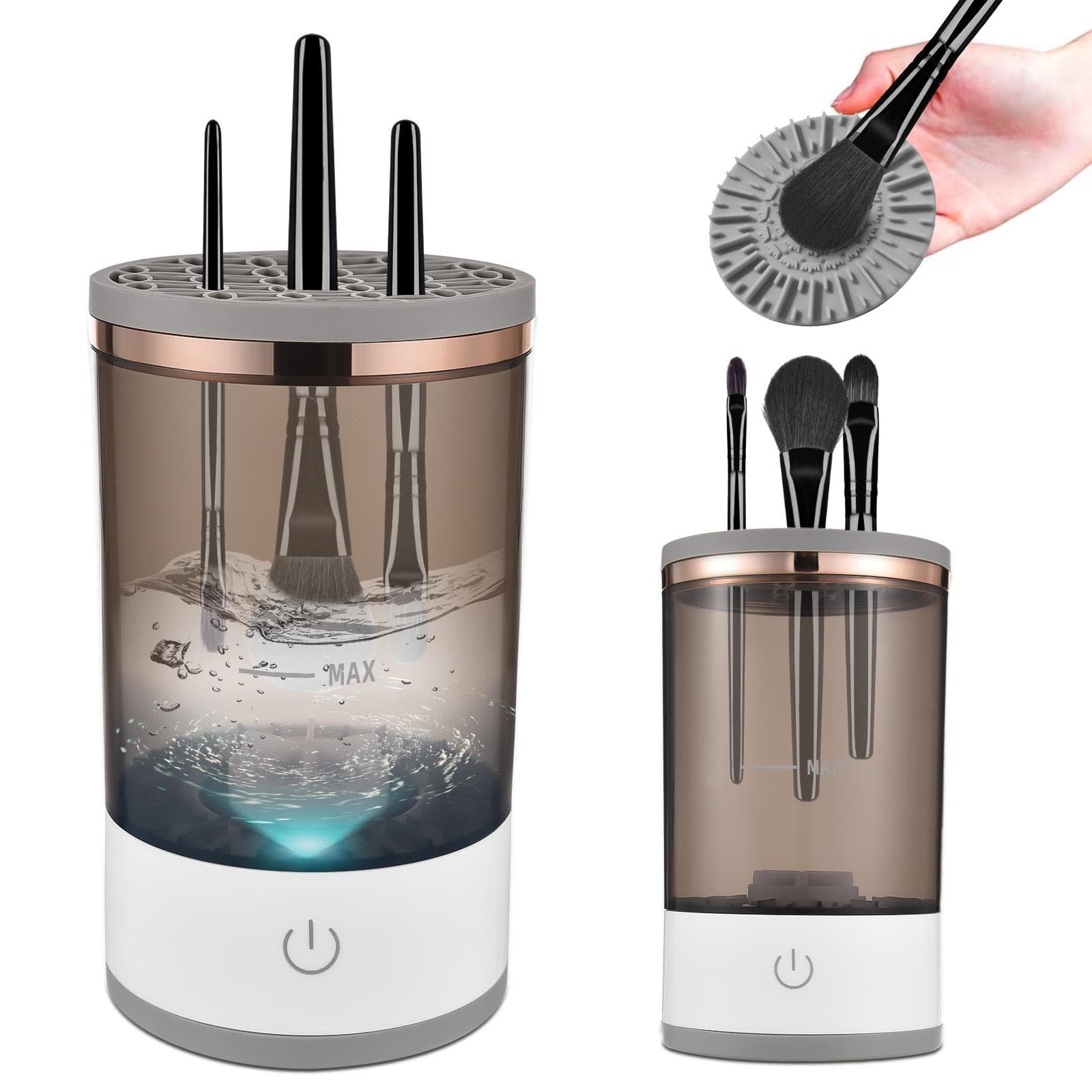 Cosmetic Brush Cleaner - USB Powered Automatic Spinning Electric Makeup Brush Cleaner with Brush white