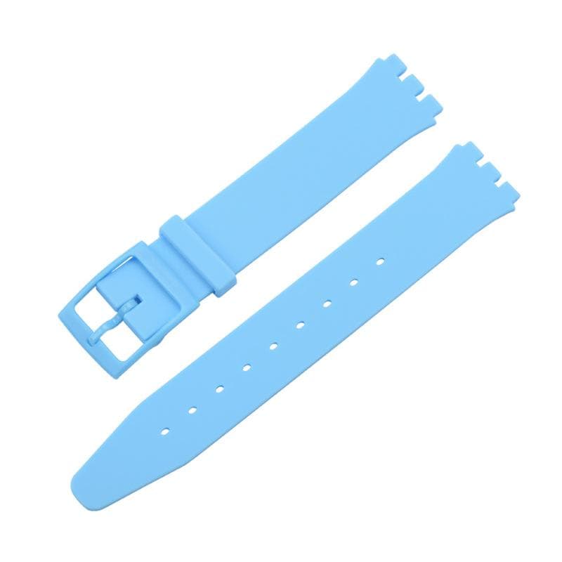 Ultra-thin Watch Band for Swatch Skin Strap Replacement Pin Buckle 16mm Silicone Rubber Wristband Red Navy Black White Watchband light blue