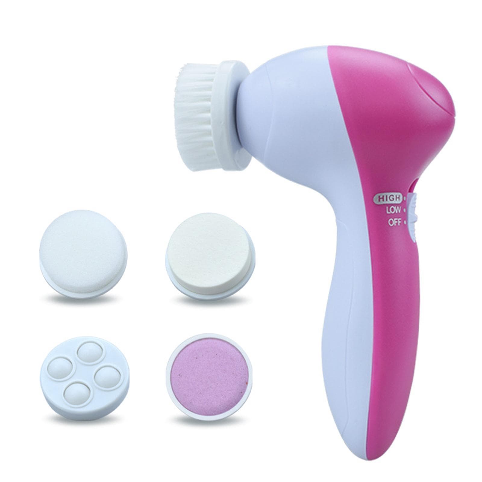 5 In 1 Electric Face Brush Facial Cleansing Brush Face Washing Device Handheld Facial Cleaner pink