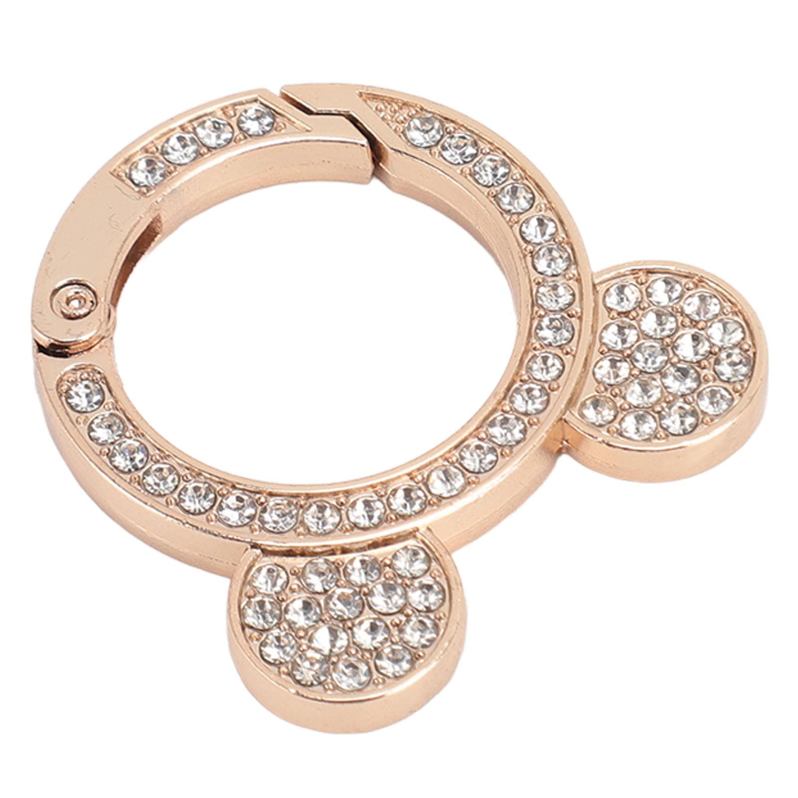 10pcs Rhinestone Spring O Rings Cute Bear Head Zinc Alloy Round Snap Clip Buckle Round Carabiners