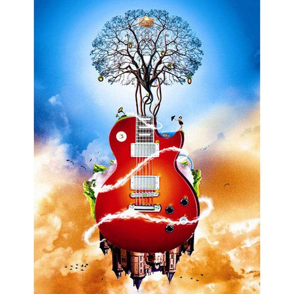 Round Diamond 5D DIY Diamond Painting violin tree Embroidery Cross Stitch Mosaic Rhinestone 20X30CM