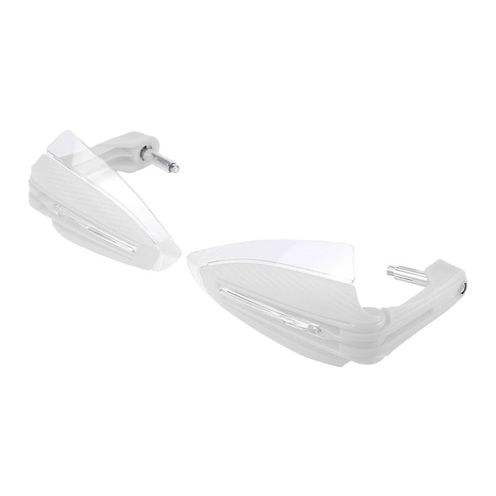2Pcs Universal Motorcycle Handguard Windproof Handle Protector with DRL and bar End Plugs For ATV white