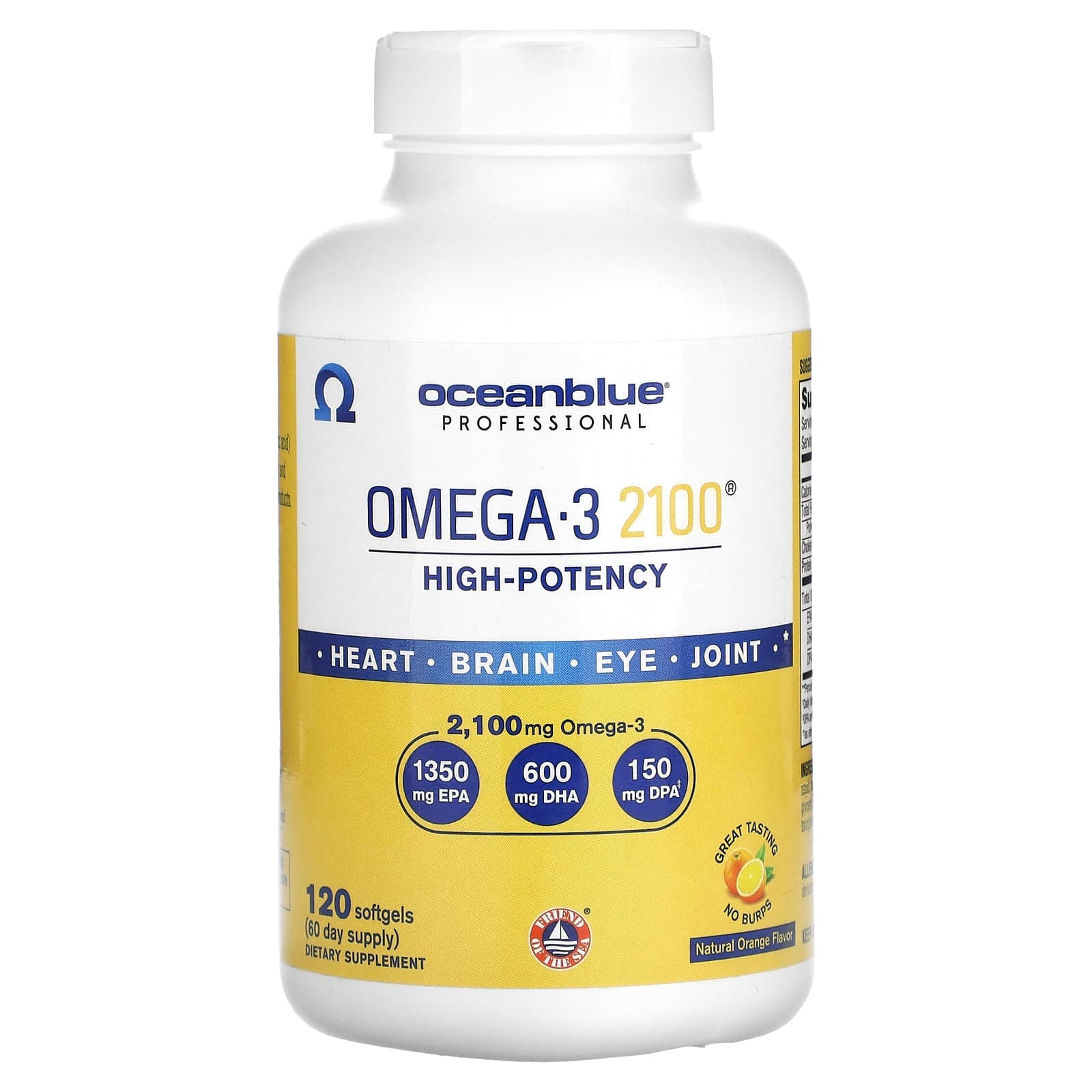 OceanBlue, Professional, Omega 3 2100, High Potency, Natural Orange, 2,100 mg, 120 softgels (1,500 mg per softgel)