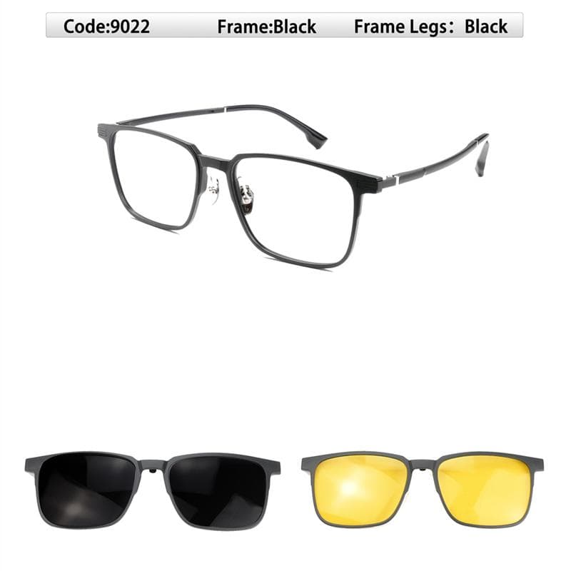 KOCOLIOR Magnet Clip Sunglasses Gray TR90 Frame Square Men Women Custom Prescription Myopia Night Vision Eyeglasses