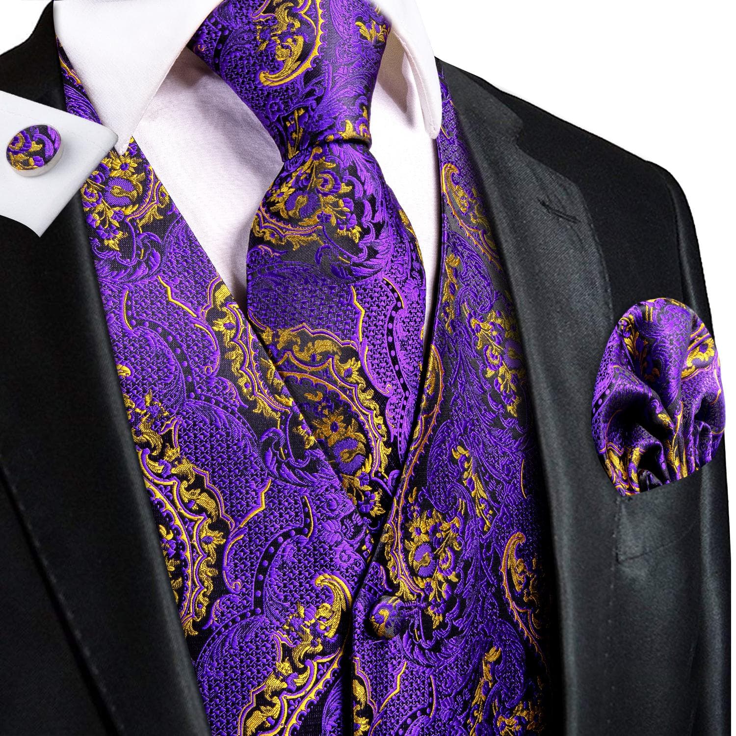 50 Colors Mens Vest Sleeveless V-Neck Pockets Waistcoat Tie Set Wedding Casual S