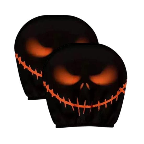Skull Car Headrest Covers Spooky Print Auto Seat Head Rest 2pcs
