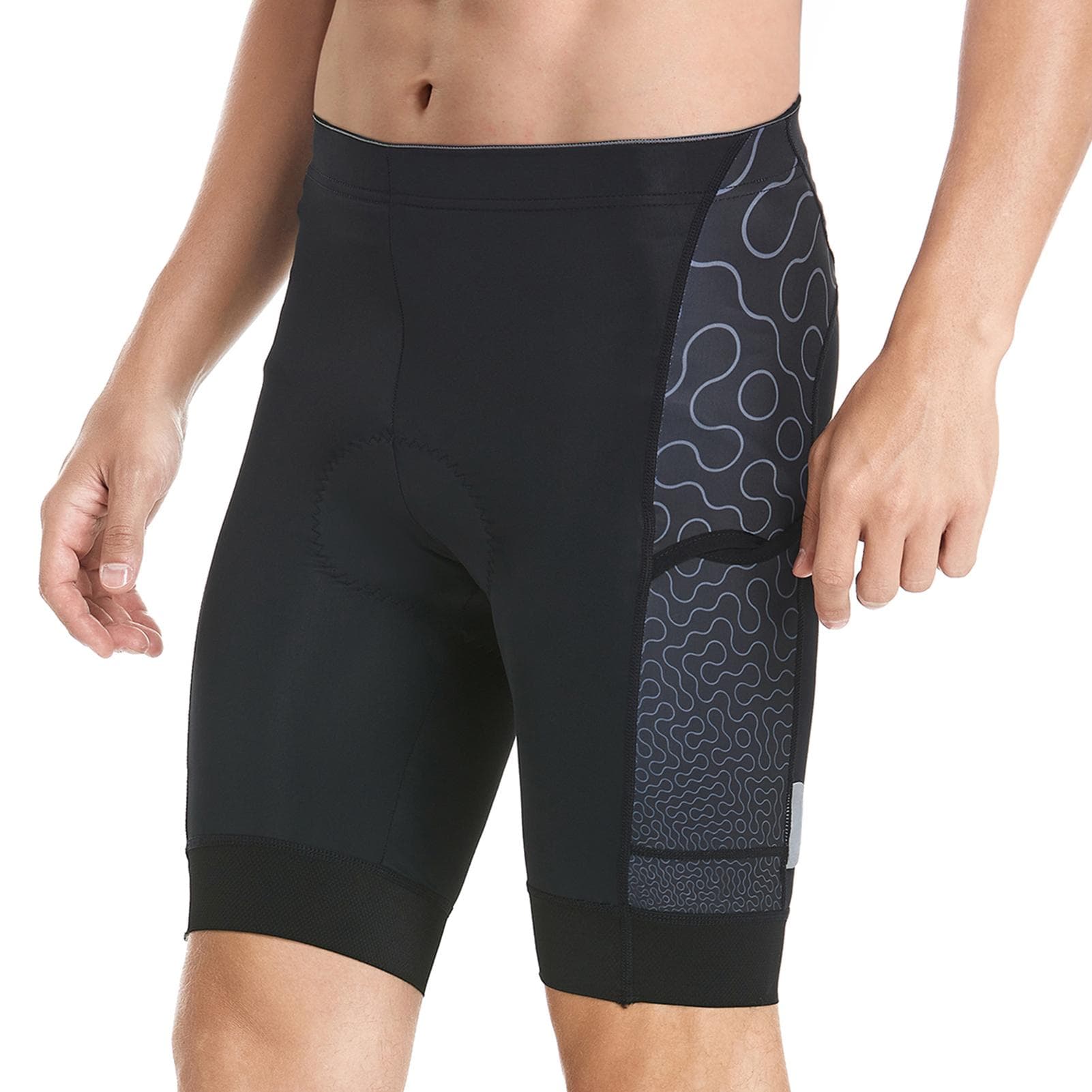 Men Cycling Shorts Padded Bike Shorts with 3 Pockets Breathable Bicycle Riding Biking Shorts Tights L grey/black