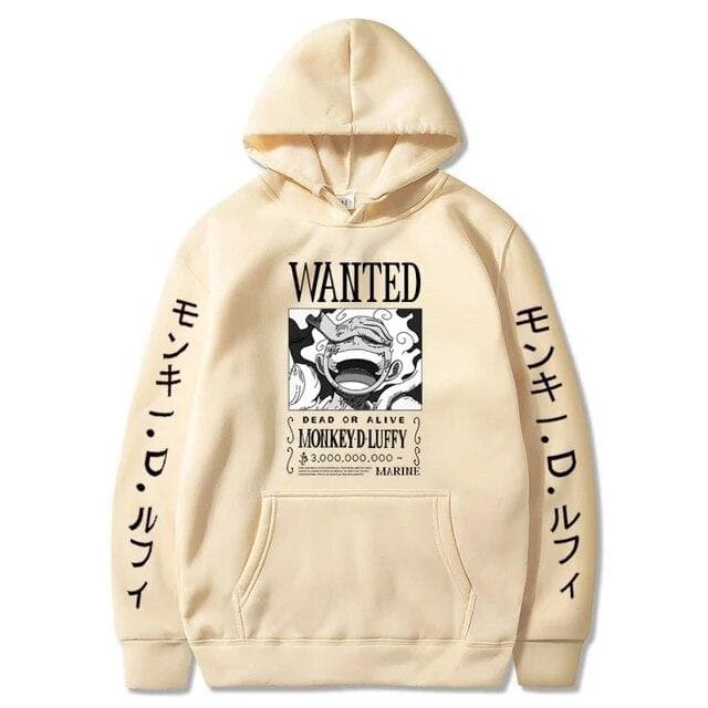 Newest Anime One Piece Hoodies Gear 5 Luffy Sun God Hooded Pullover Hot Harajuku Printed Sweatshirts Casual Unisex Clothing S beige