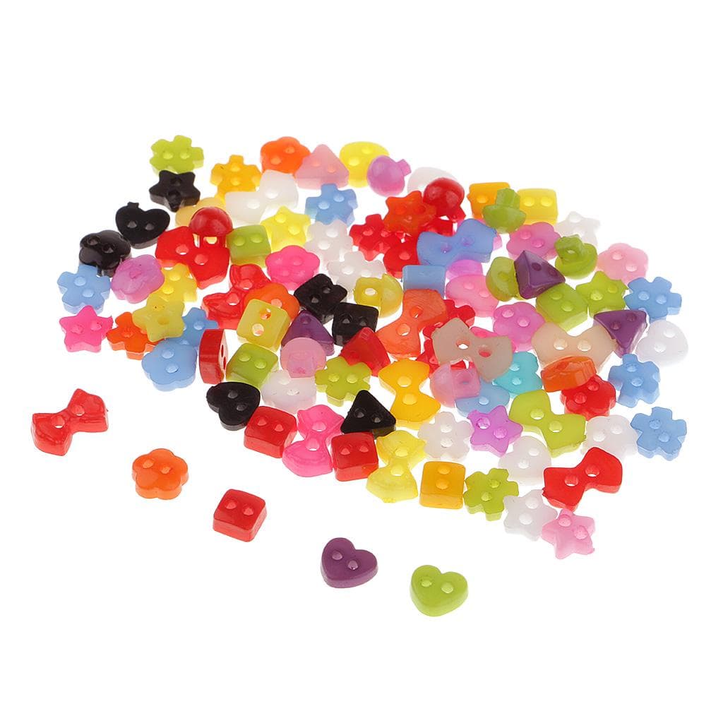 100pcs Colorful Mini Resin Buttons for Sewing Scrapbooking 56mm Star 5-6mm multicolour