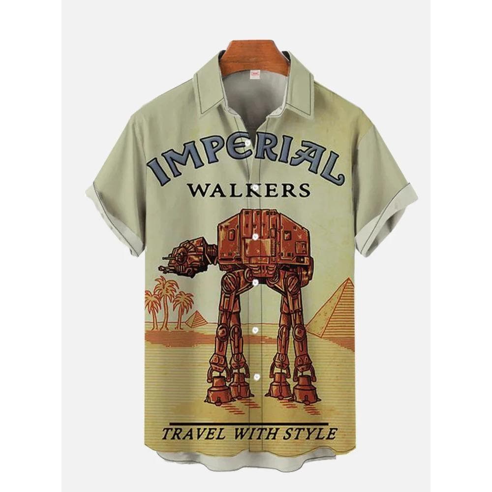 Hawaii Shirts Man New Stars-wars Shirts Men Women Clothes Tee Tops Boys Girls Tees Walker Printing Short Sleeve Shirt 4XL