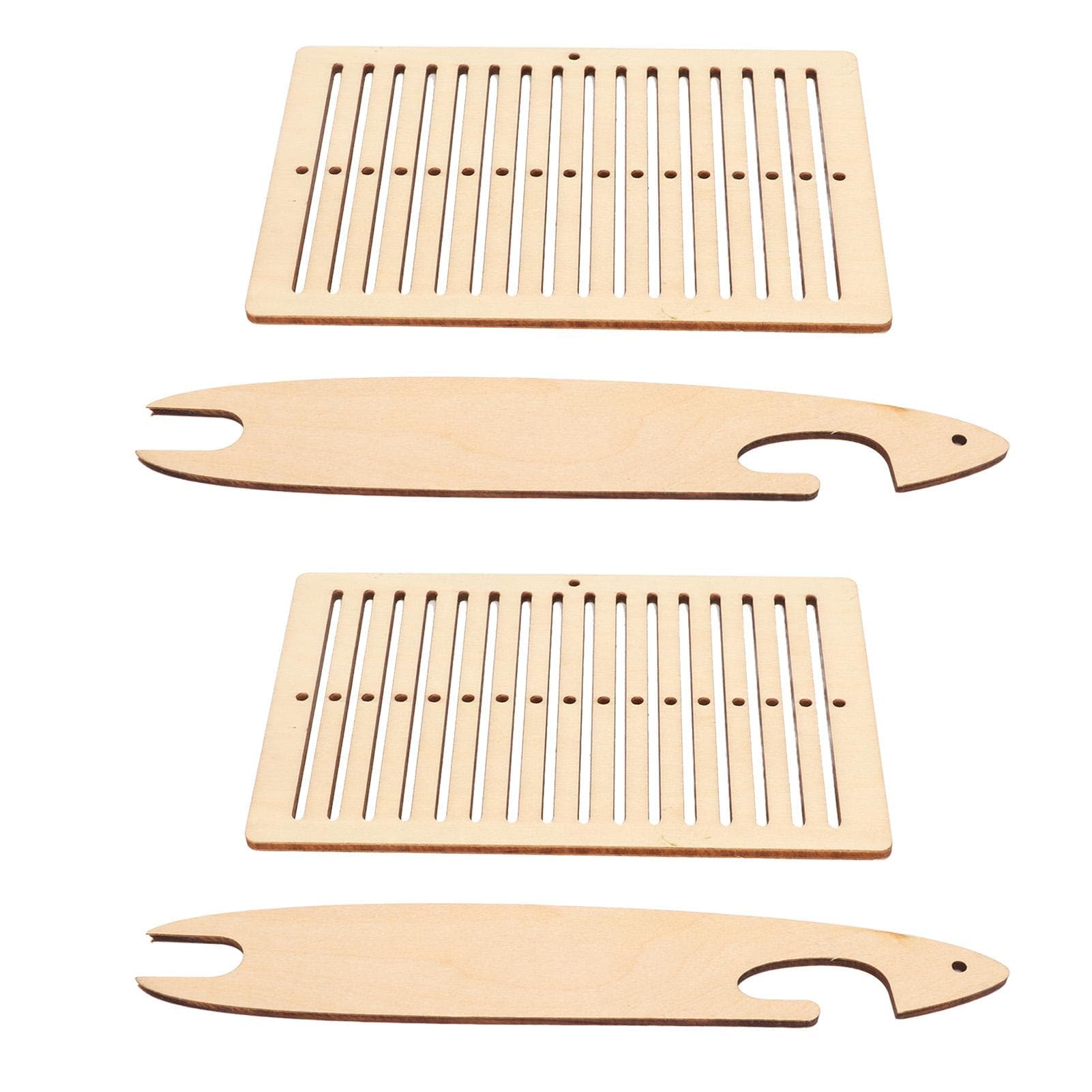 2 Sets Weaving Loom Poplar Wood DIY Making Educational Interesting Weaving Loom with Weaving Stick