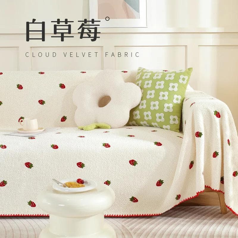 New Sofa Seat Cushion Autumn Winter Thickened Full Coverage Cloth Towel Enlarged Plush Anti Slip Cover Double-sided Dust-proof 90x90cm 1pcs