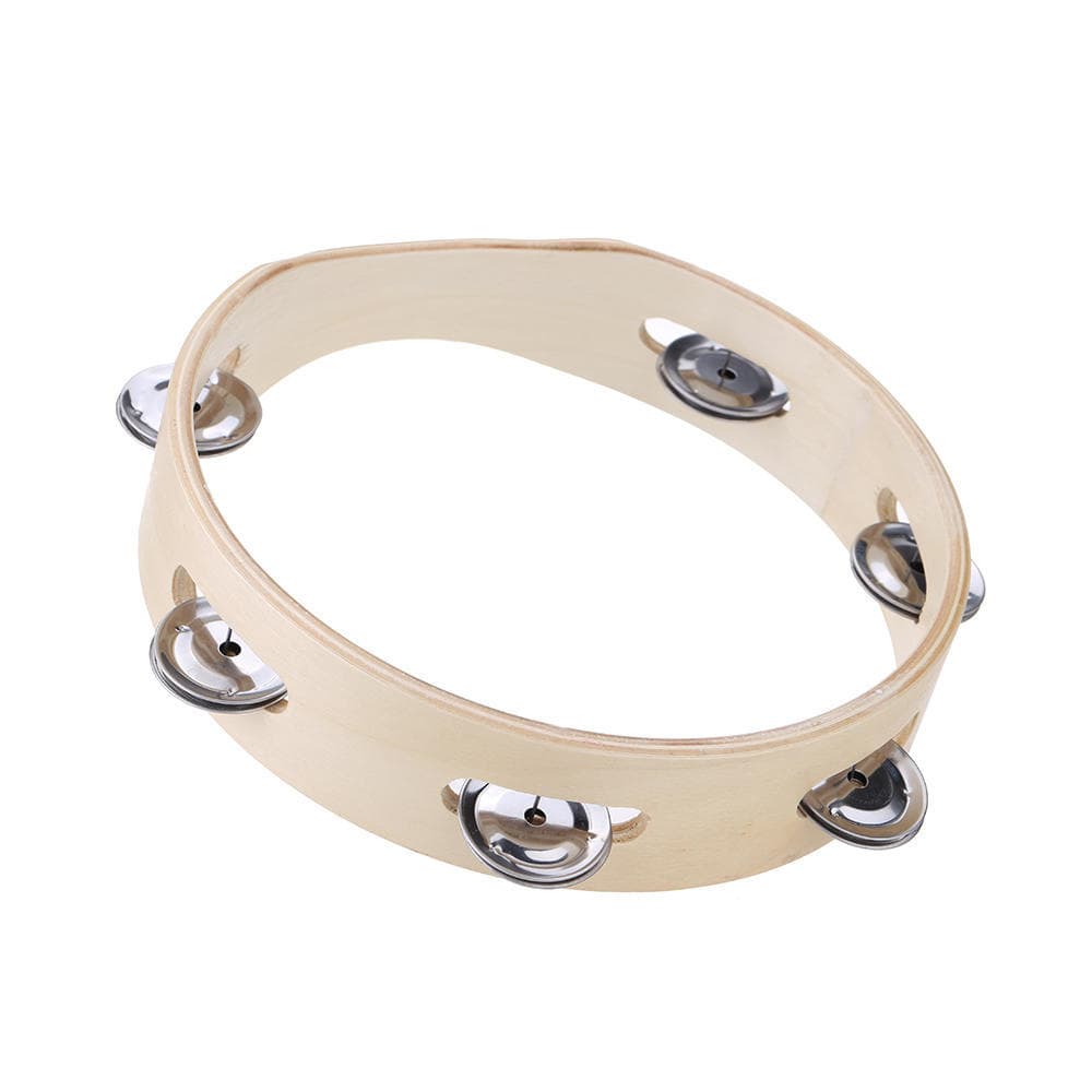 Children 8  Hand Held Wood Headless Tambourine Bell Jingles for Games