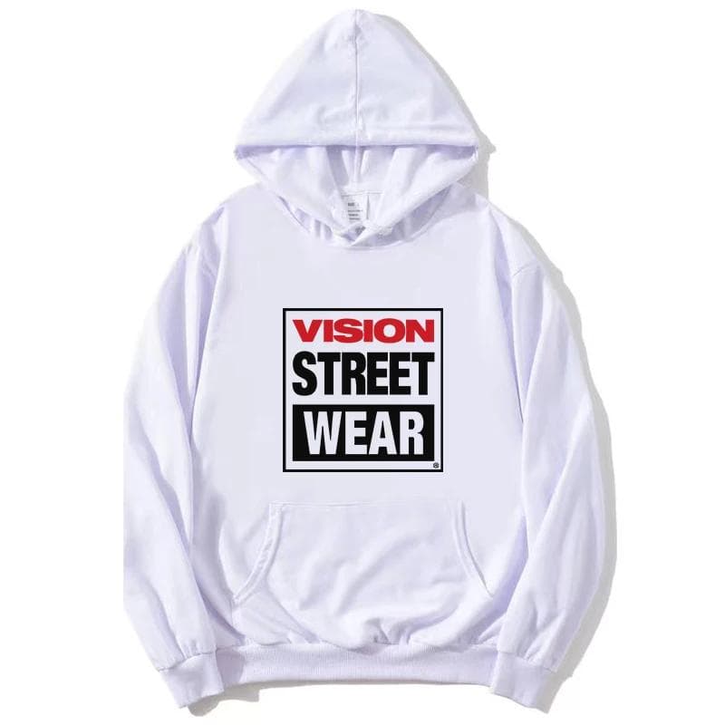 New Women Unisex Vision Street Wear Letter Printing Hoodies Long Sleeve Pullovers Vintage Autunm Winter Casual Fashion Sweatshirt XL white