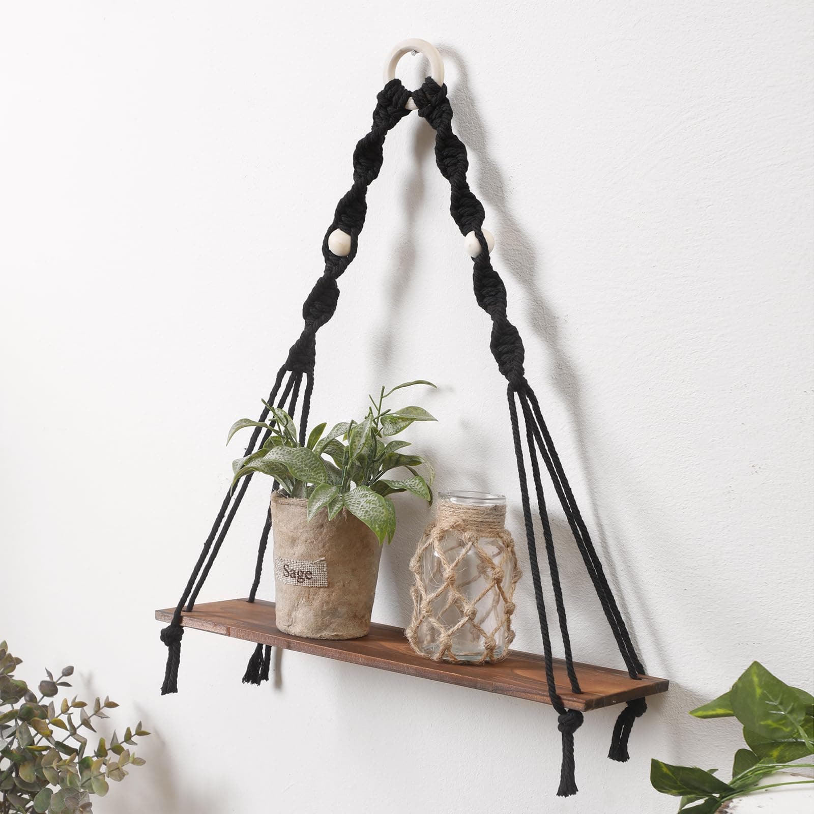 Bohemian-style hand-woven tapestry wall decoration, hanging rack, hanging accessories, storage board, flower pot rack, decoration