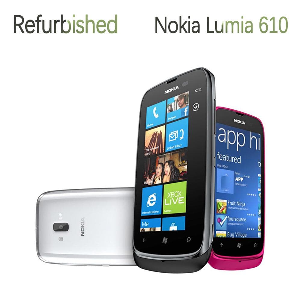 Refurbished Nokia Lumia 610 Original 5MP Camera Mobile phone With 1 SIM Simple Set blue
