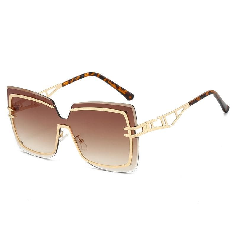 New Luxury Frameless Gradient Square Women Sunglasses Double Beam Hollow Frame UV400 Trendy Sun Glasses for Men and Women as picture