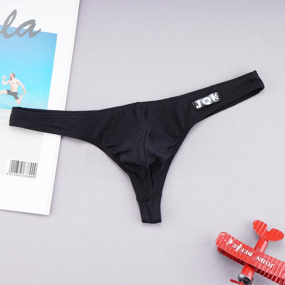 Men's Cotton Panties Elastic Ultra-thin Breathable Size M-XL Briefs Man Underwear Thongs XL black