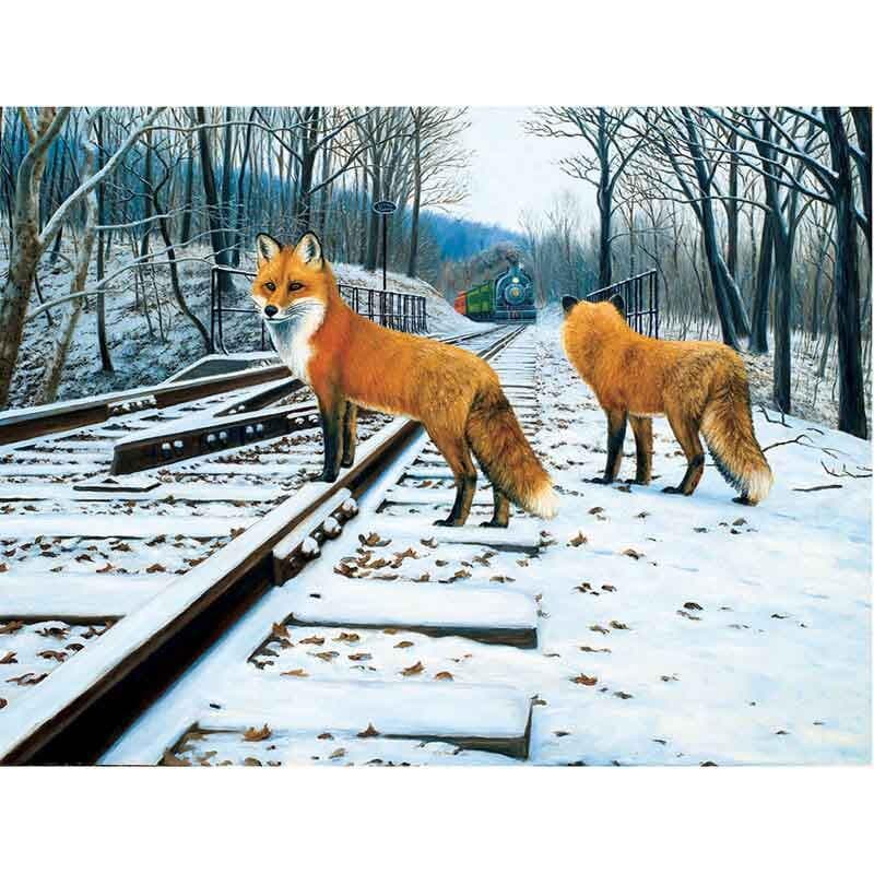 Diamond Painting Cross Stitch Full Round Drill Snow fox Diamond Embroidery 20X30CM