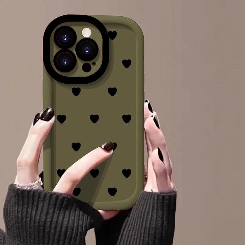 Full Screen Black Love Suitable for Apple 16promax Mobile Phone Painted IPhone 14pro Silicone Puff 15/13 Apple 16PROMAX
