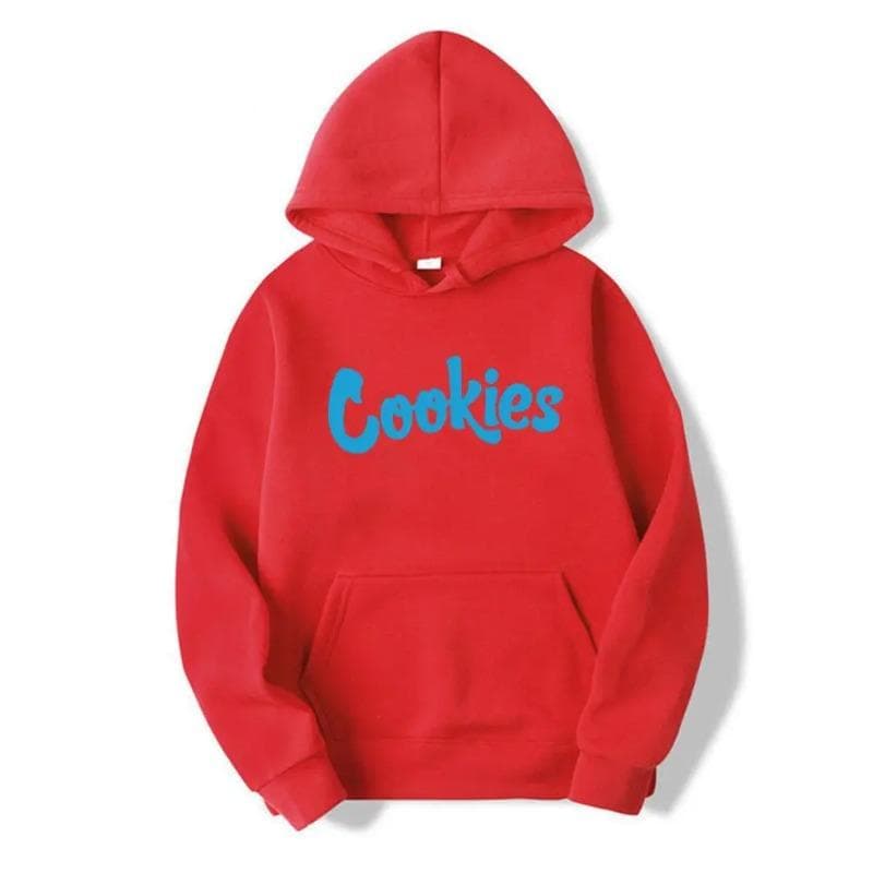 Cookies Printed Hooded Sweatshirt Trendy Men'S Women'S Pullover Hoodies & Sweatshirts Unisex S red