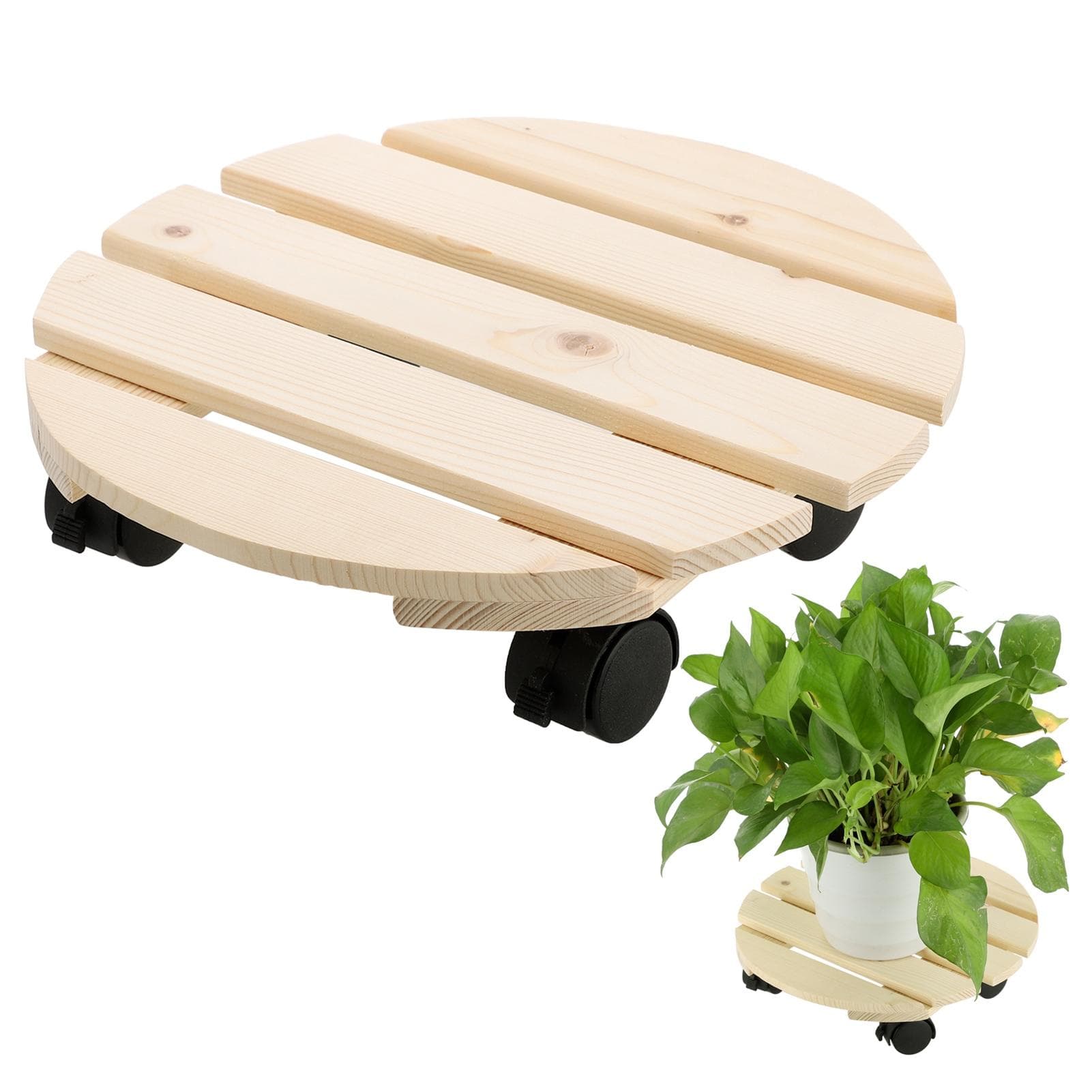 Plant Display Stand Indoor Living Room Shelf Free Standing Flower Shelf with Row Wheel for Garden