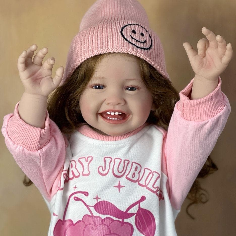 BZDOLL Reborn Baby Soft Silicone Cloth Body Smiling Girl  60 CM 24 Inch Doll Princess Toddler Bebe Artist Collection same as picture
