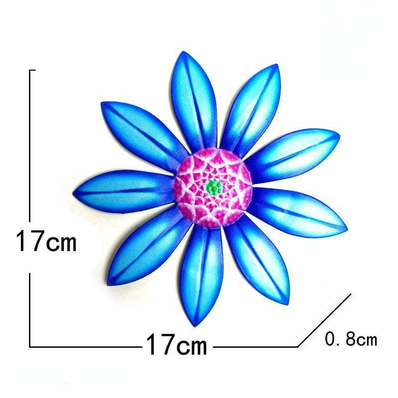 Metal Flower Wall Decor Art Sculpture Hanging Ornament Aesthetic Home Room Garden Courtyard Decoration Outdoor 4colors Optional blue