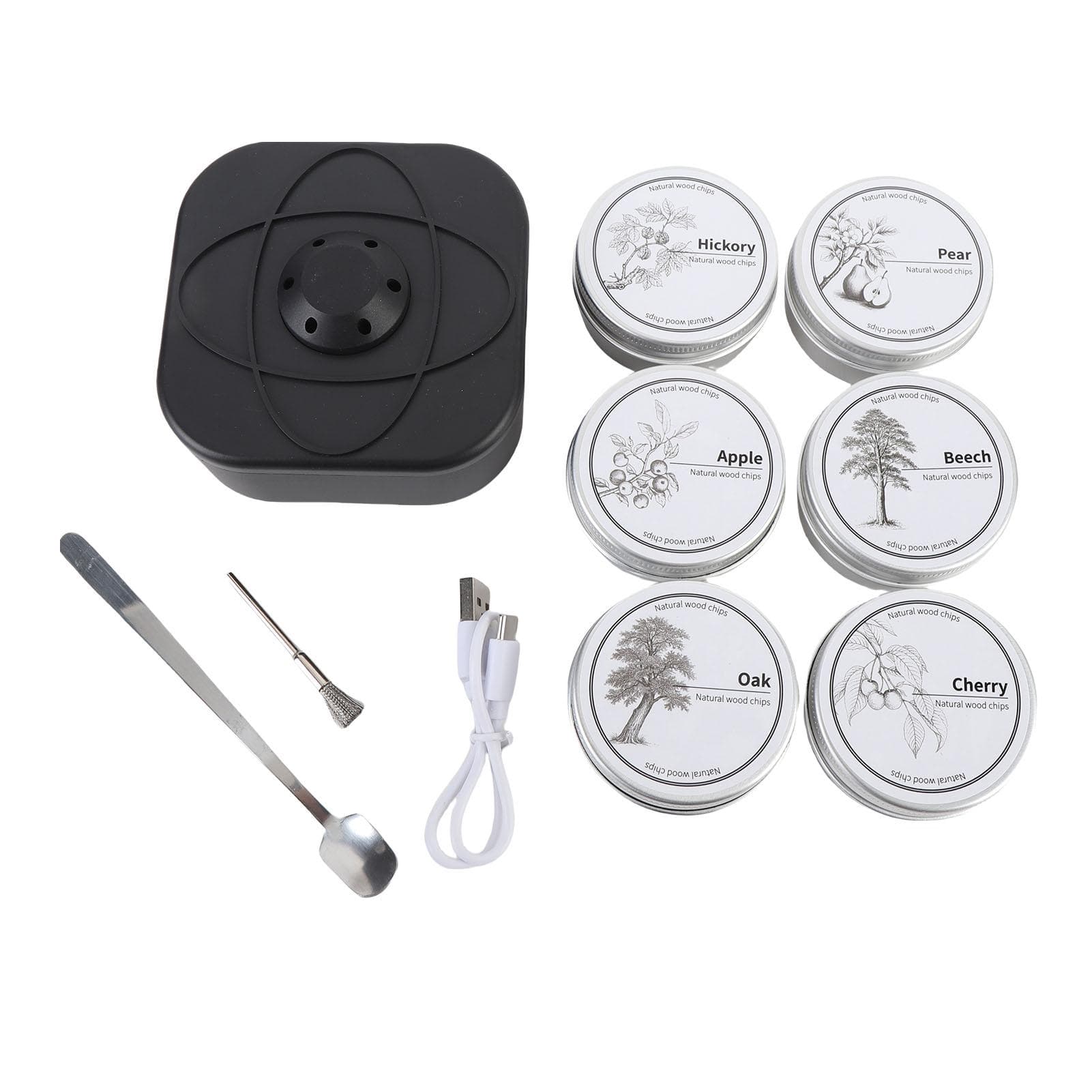 Electric Whiskey Smoker Kit with 6 Wood Chips Rechargeable Cocktail Smoker Drink Smoker Kit