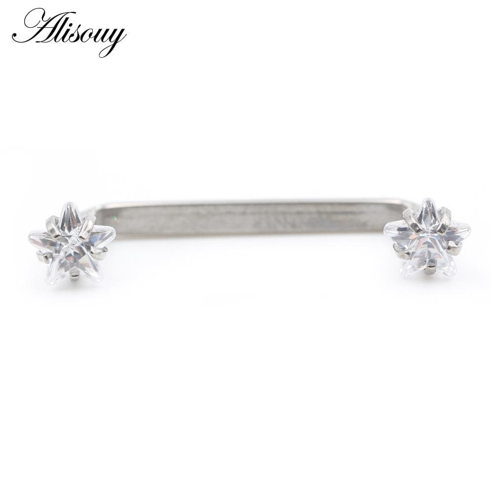 Alisouy 1PC Titanium Heart Star Zircon Threaded Surface Bar Barbell Micro Dermal Anchor Retainers Hide In Skin Piercing Jewelry 1.6x18x4x4mm