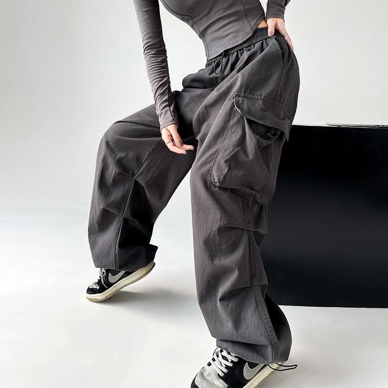 New American Retro Overalls for Autumn for Women High Waist Wide-leg Pants Casual Loose Slimming and Slimming Sports Pants XL
