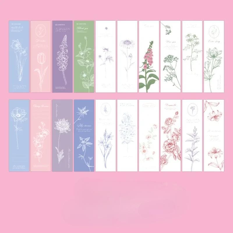 20pcs/box Paper Bookmarks Natural Plant Flowers Book Reading Tools Pages Holder Kawaii Journal Planner Notebook Decorations pink