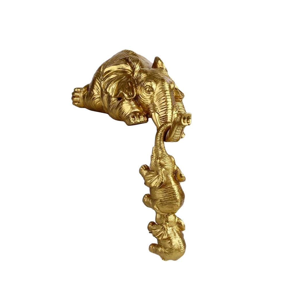 3 Pcs/Set Elephant Statues Hand Painted Elephant Resin Statues Mother Elephant Hanging 2 Baby gold