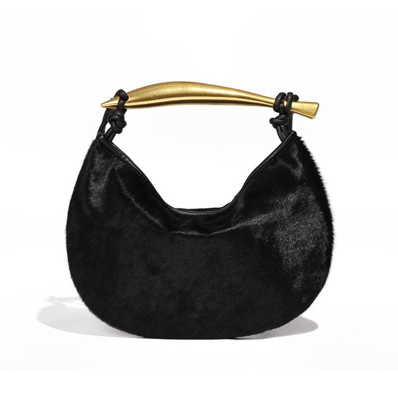 Autumn and Winter Leather and Horsehair High-end Sardine Bag, Niche Fashion Single-shoulder Crossbody Bag, Retro Hand-held Women's Bag