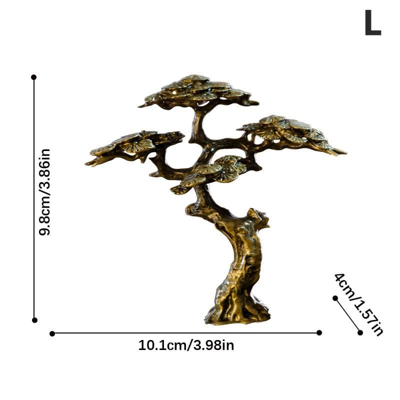Mini Welcome Pine Miniature Figurine Copper Tree Decor for Bonsai Tree Statues 10.1*4*9.8cm
