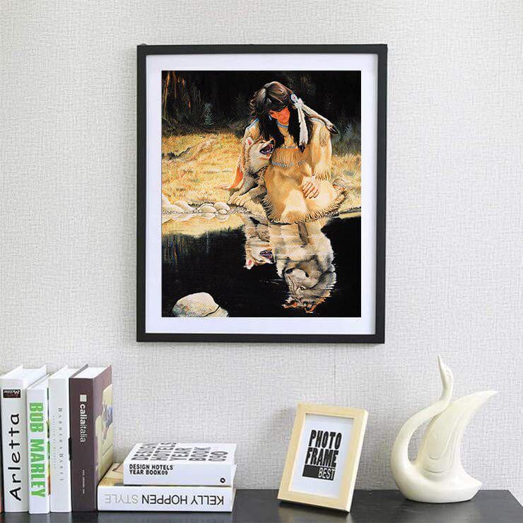 Home Decor Diamond Embroidery Diy Diamond Painting Cross Stitch Kit Beauty & Wolf Picture 20X30CM